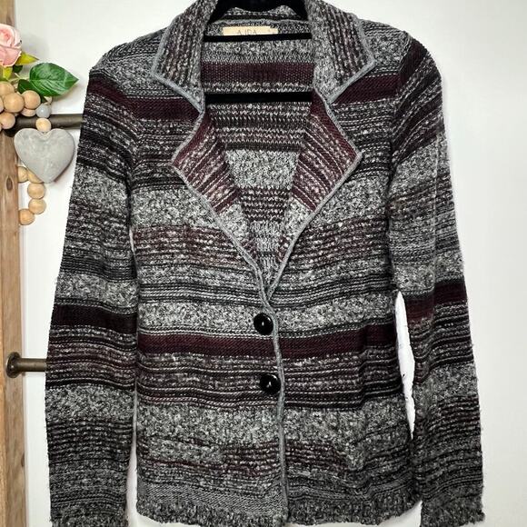 A. IDA Made in Italy Women's Size Medium Grey Wool Blend Cardigan Sweater Sz M - Picture 3 of 8